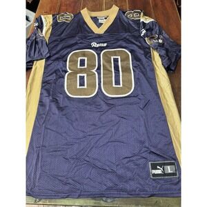 Puma Mens St. Louis Rams Jersey Blue/gold Size Large #80 Bruce Football Nice